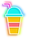 Yellow Pizza and Colourful Drink Neon cursor