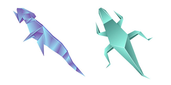 Origami Blue and Green Lizards