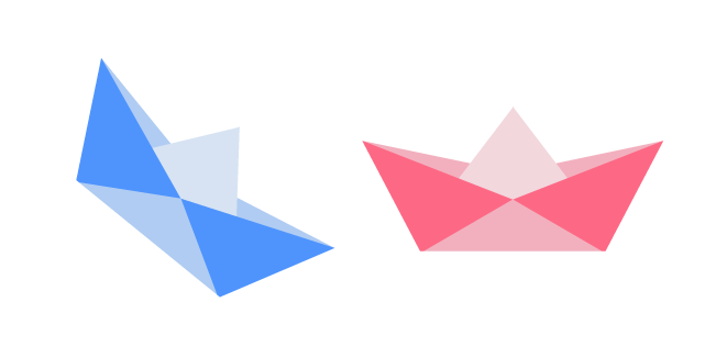 Origami Blue and Pink Boats