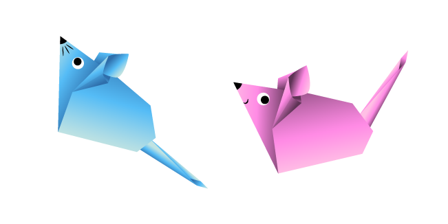 Origami Blue and Pink Mice