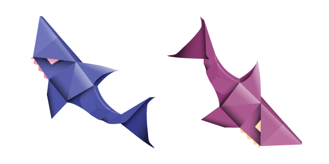 Origami Blue and Pink Sharks