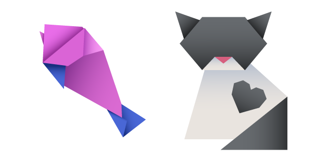 Origami Cat and Fish
