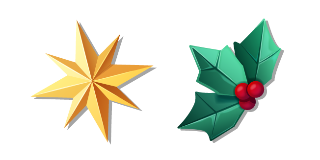 Origami Christmas Star and Holly Leaves