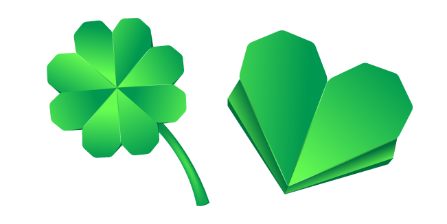 Origami Clover and Green Heart