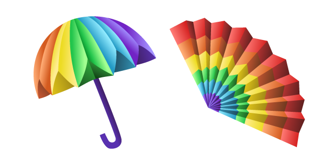 Origami Colorful Umbrella and Rainbow Fan