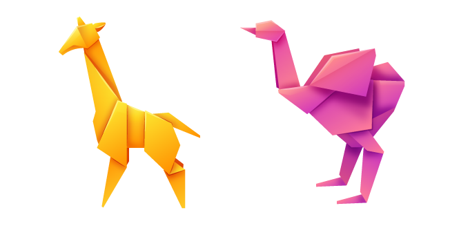 Origami Giraffe and Ostrich