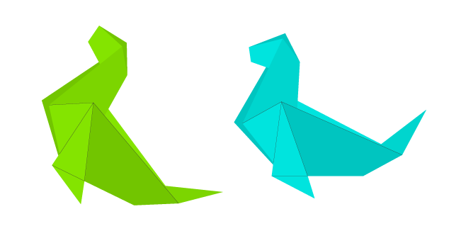Origami Green and Blue Sea Lion