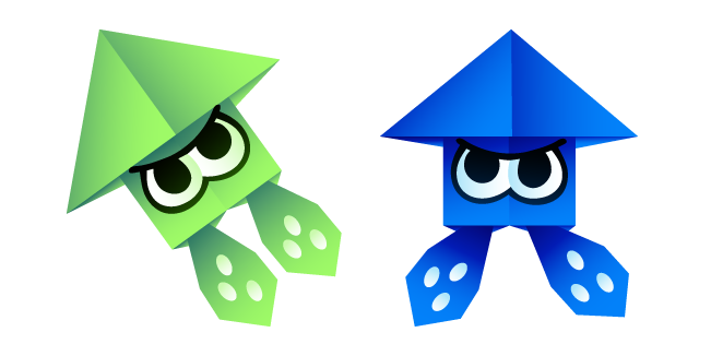 Origami Green and Blue Splatoon Squids