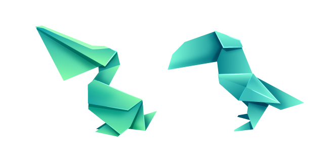 Origami Green Pelican and Toucan