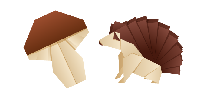 Origami Hedgehog and Mushroom