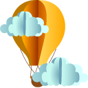 Origami Hot-Air Balloon and Clouds cursor