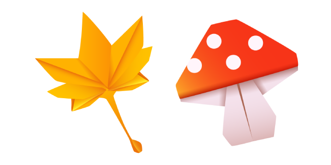 Origami Leaf and Mushroom