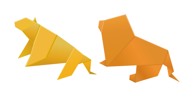 Origami Lioness and Lion