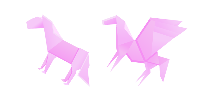 Origami Pink Horse and Pegasus
