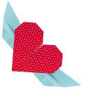 Origami Red Hearts with Wings pointer