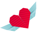 Origami Red Hearts with Wings cursor