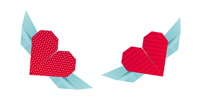 Origami Red Hearts with Wings