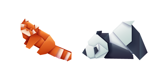 Origami Red Panda and Giant Panda