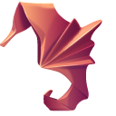 Origami Red Seahorse and Orange Purple Fish pointer