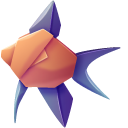 Origami Red Seahorse and Orange Purple Fish cursor