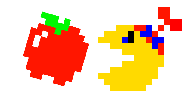 Pixel Jr. Pac-Man and Apple