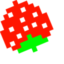 Pixel Ms. Pac-Man and Strawberry pointer