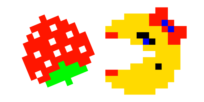Pixel Ms. Pac-Man and Strawberry