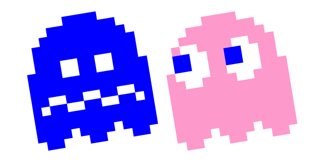 Pixel Pac-Man Pinky and Blue Ghost