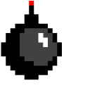 Black Game Bomb Pixel cursor
