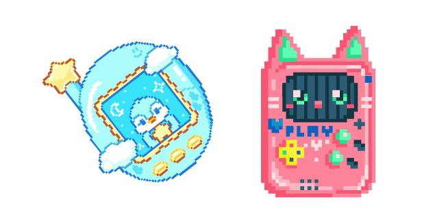 Blue and Pink Tamagotchi Pixel