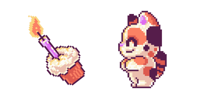 Cat and Birthday Cupcake Pixel