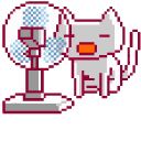 Cat and Fan Pixel cursor