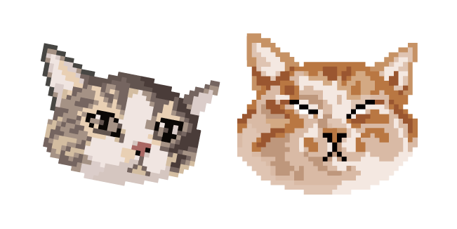 Funny Gray and Orange Cats Pixel