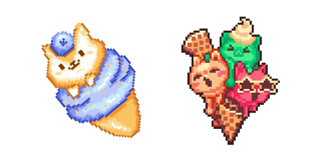 Ice Cream with Puppy and Kitties Pixel