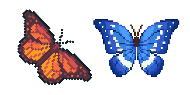 Orange and Blue Butterflies Pixel