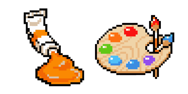 Paint Tube and Artist Palette Pixel