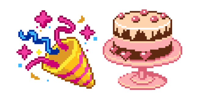 Party Popper and Birthday Cake Pixel