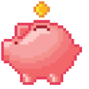 Piggy Bank and Golden Coins Pixel cursor