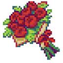 Red Rose and Bouquet of Roses Pixel cursor