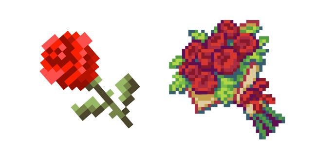 Red Rose and Bouquet of Roses Pixel