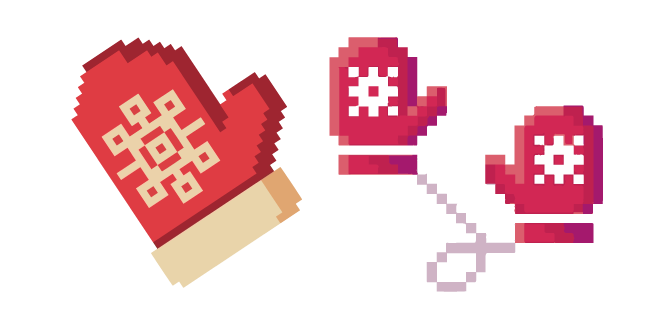 Red Winter Mittens Pixel