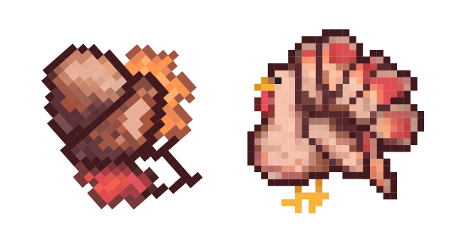 Thanksgiving Day Acorn and Turkey Pixel