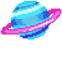 UFO and Saturn Planet Pixel cursor