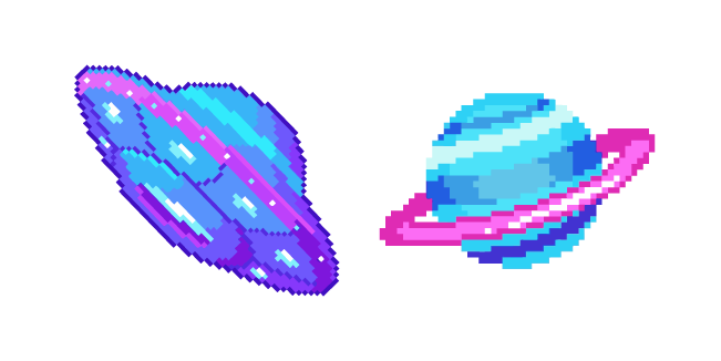 UFO and Saturn Planet Pixel