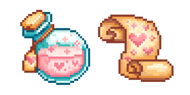 Valentine's Day Love Potion and Scroll Pixel