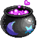 Witch’s Potion Vial and Magic Brew Cauldron Pixel cursor