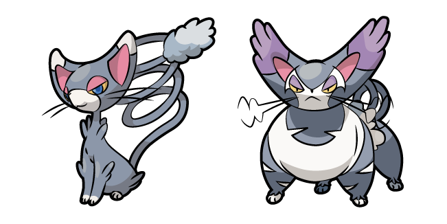 Pokemon Glameow and Purugly
