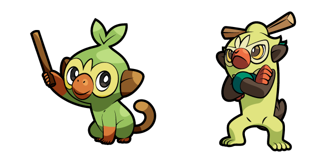 Pokemon Grookey and Thwackey
