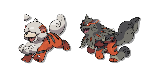 Pokemon Hisuian Growlithe and Hisuian Arcanine
