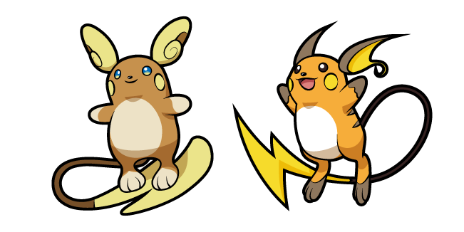 Pokemon Raichu and Alolan Raich